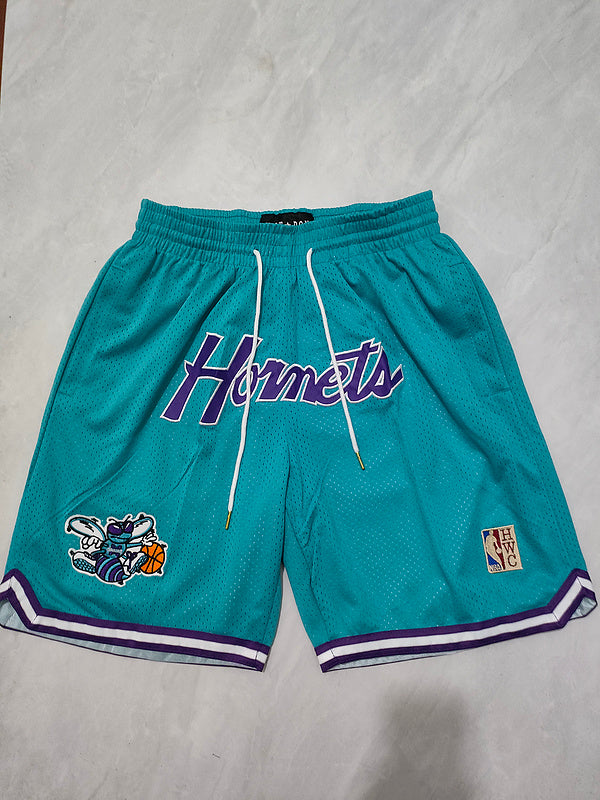 Hornets light green retro pocket shorts  S-XXL