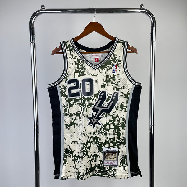 MN Heat Pressed Vintage Jersey SW Spurs 2013-14 Camo 20  Ginobili