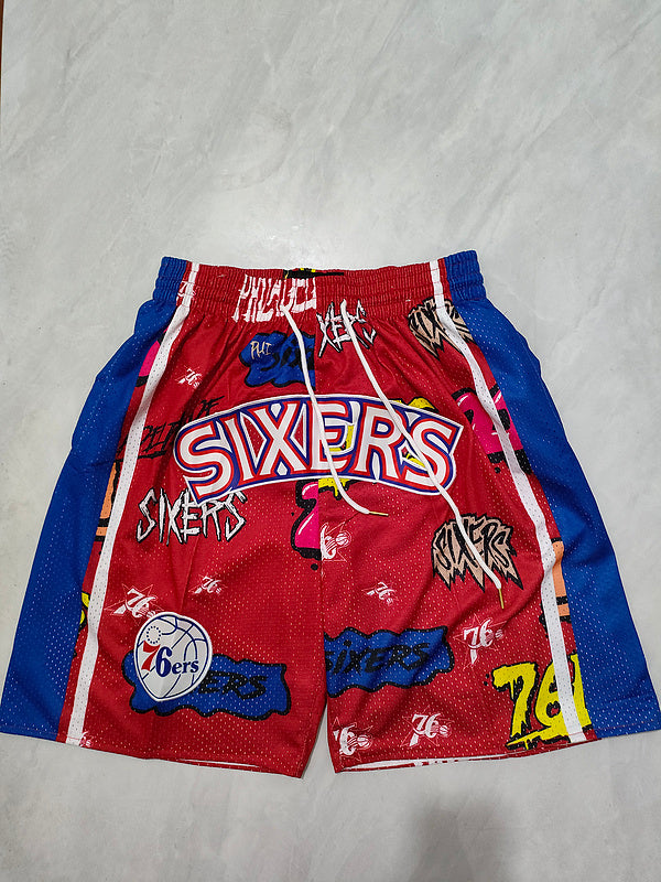 76ers Red Graffiti Pocket Shorts S-XXL