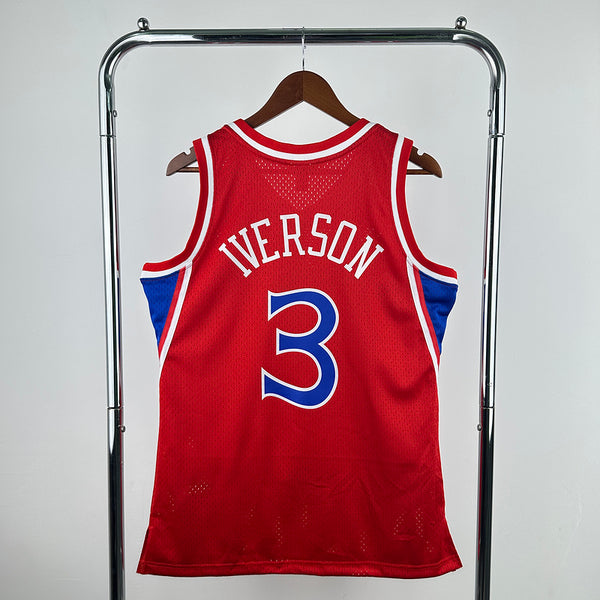 MN Retro Hot Press Shirt SW 76ers 96-97 Season Rookie Red 3  Iverson