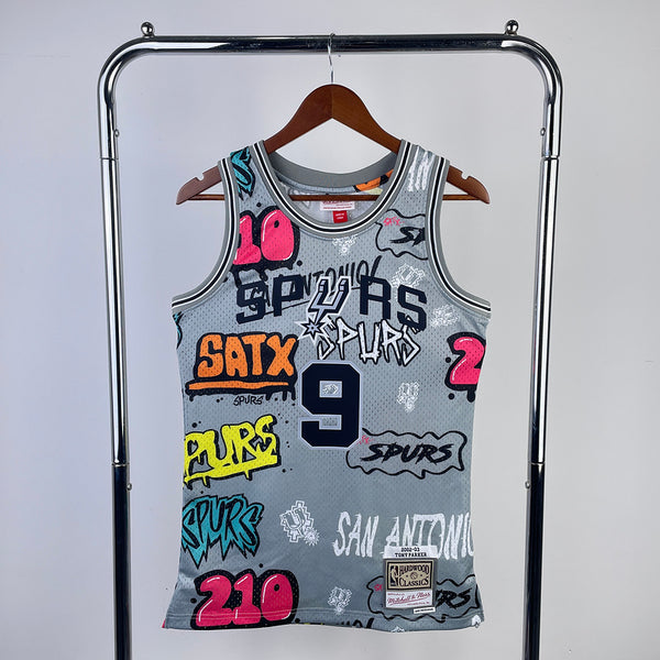 MN Heat Pressed Retro  Jersey SW Spurs 02-03 Camo 9  Parker