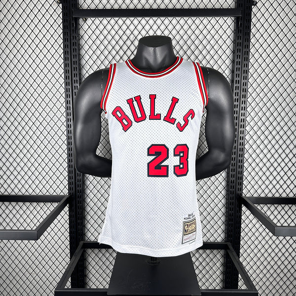 MN Hot Pressed Retro Jersey SW Bulls 84-85 Season Rookie White No. 23